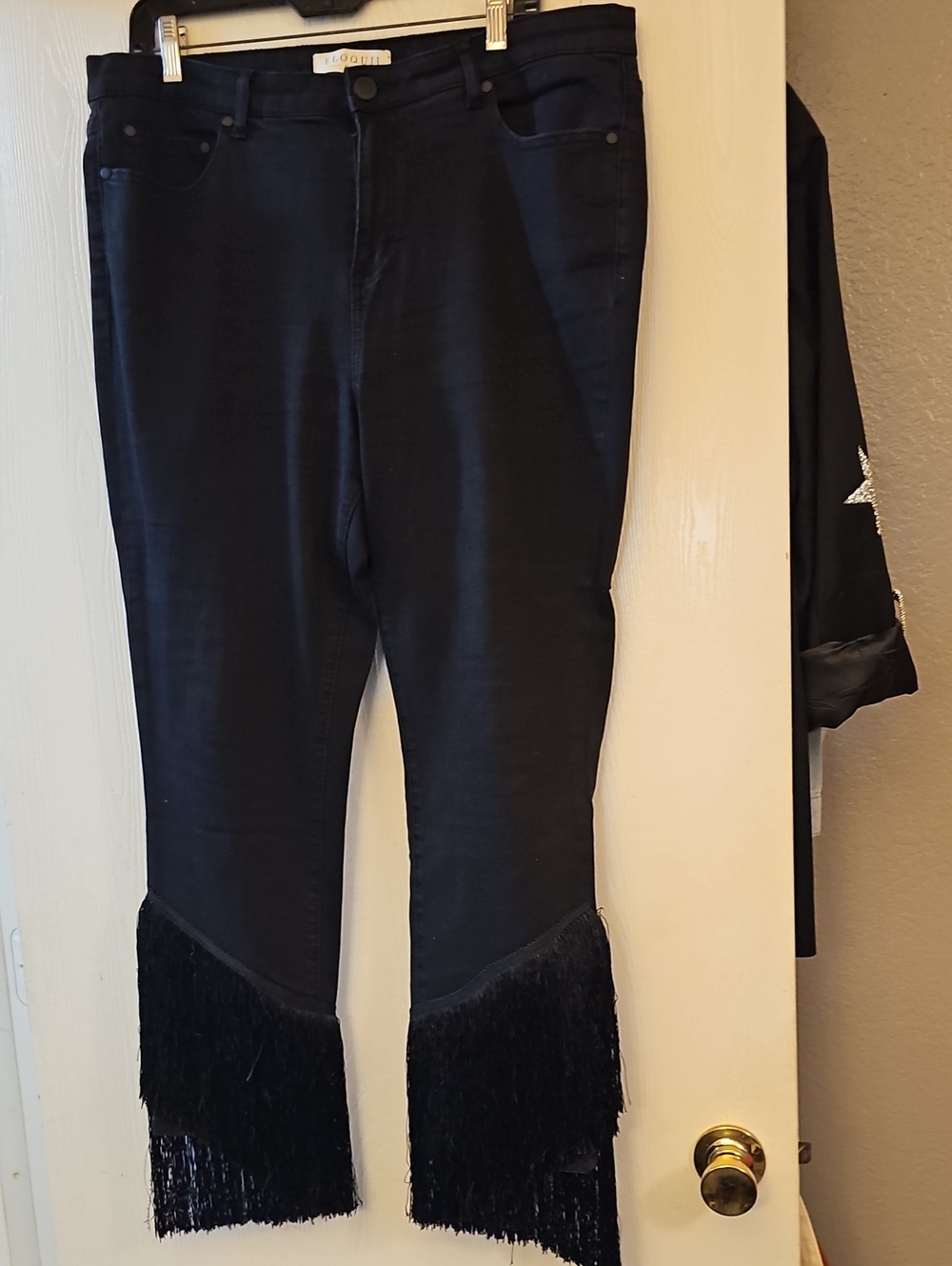Eloquii Fringe-Hem Black Women's Pants
